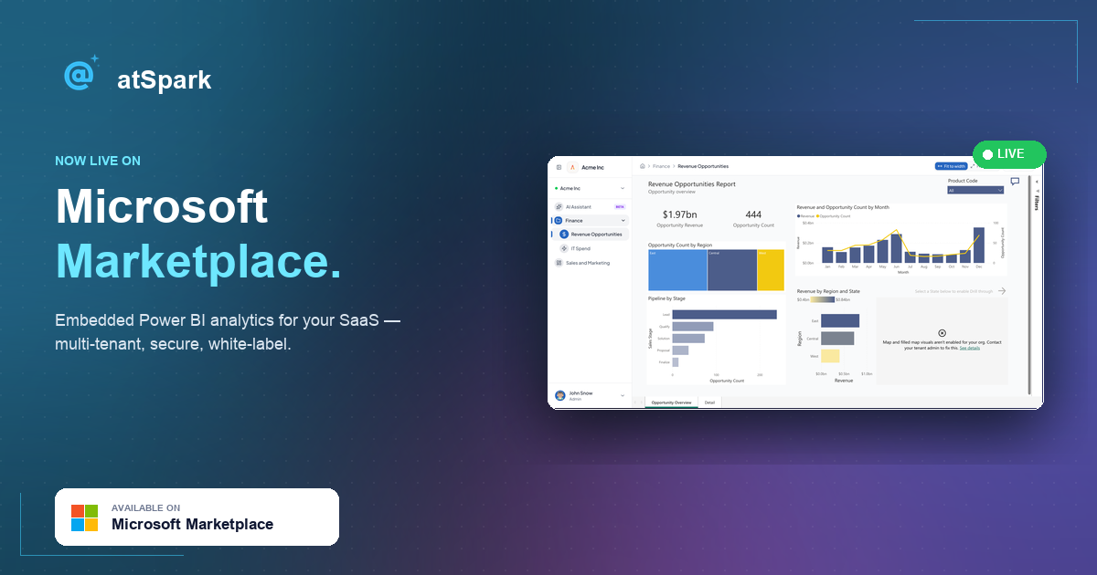 atSpark Embedportal is now live on Microsoft Marketplace atSpark Embedportal is now live on Microsoft Marketplace — Power BI embedded analytics