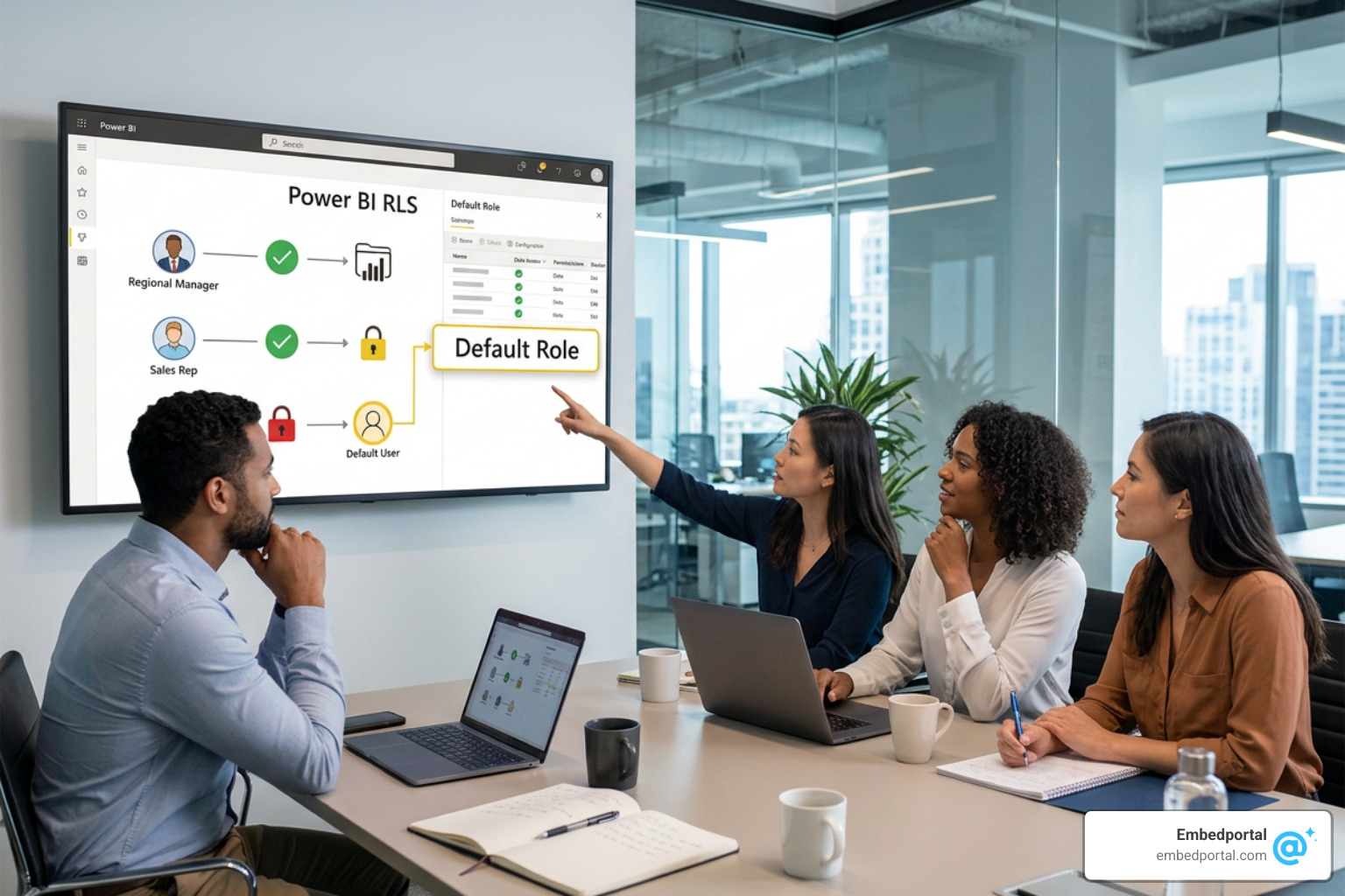 Power BI dashboard with access denied error and row-level security