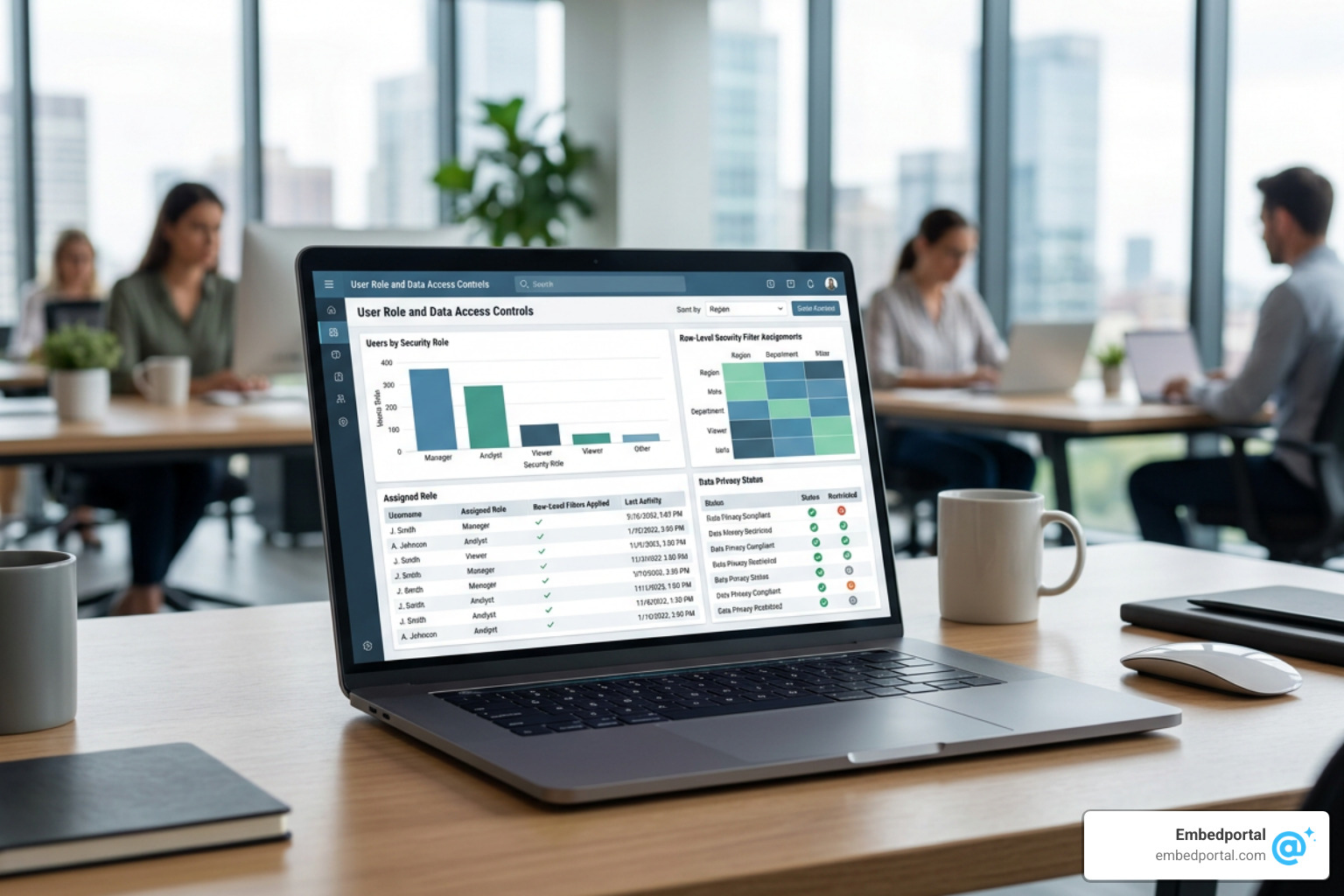 Power BI Embedded role based security dashboard with user roles and data privacy