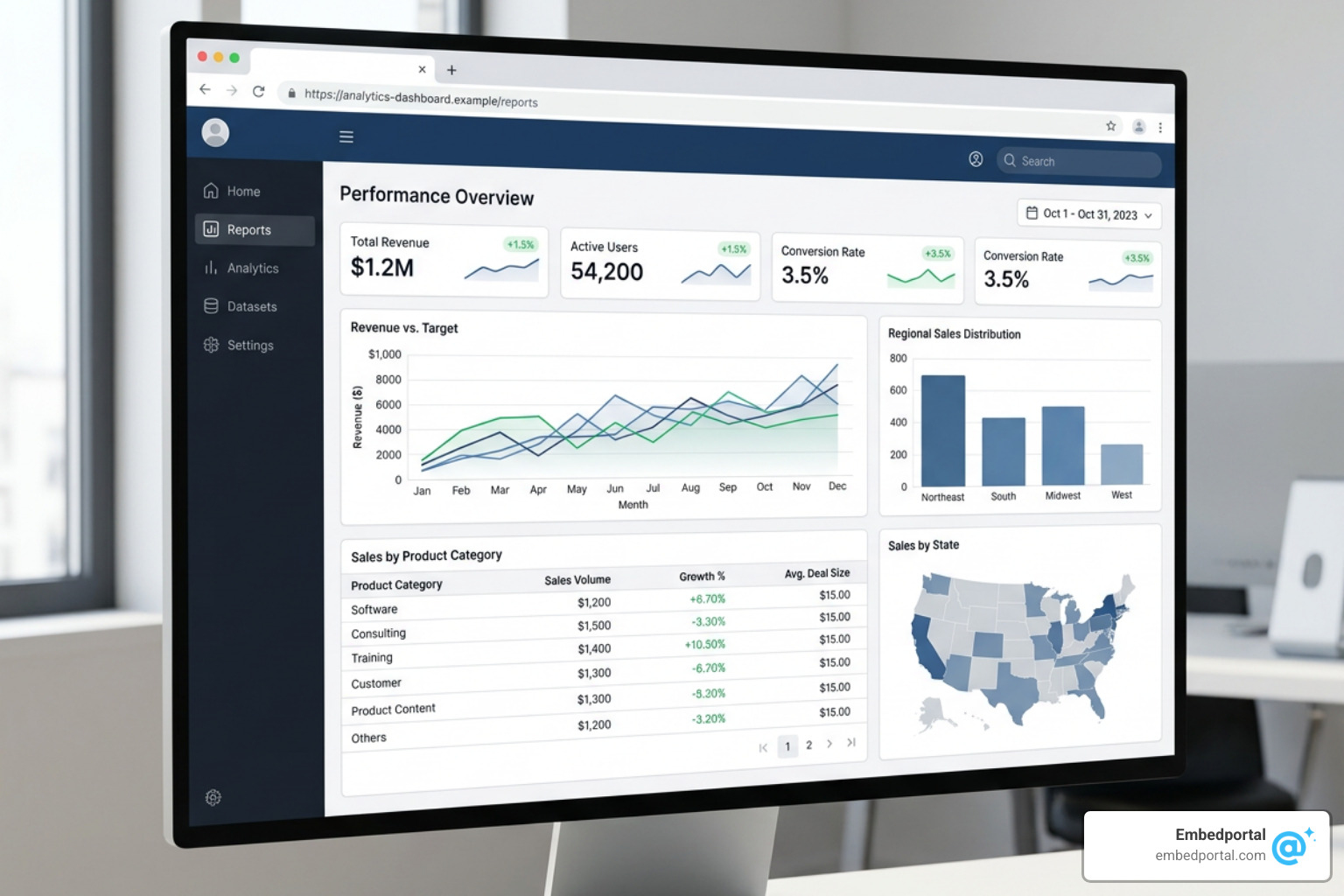 branded bi embedding dashboard interface