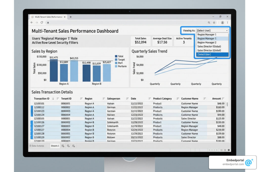 Tableau row-level security dashboard with data filters
